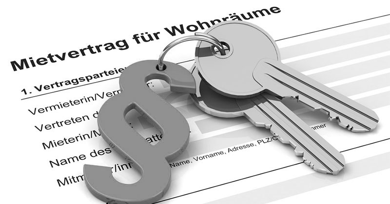 Formular fr Mietvertrag und Schlsselbund